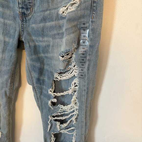 American Eagle Jeans Tomgirl Size 10 Destroyed Button Fly Vintage low Rise - Picture 3 of 12